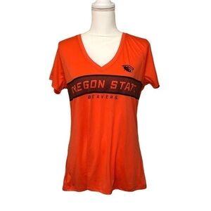 NWOT Oregon State Beavers Orange Black V-Neck Tee  Shirt New Football Gameday